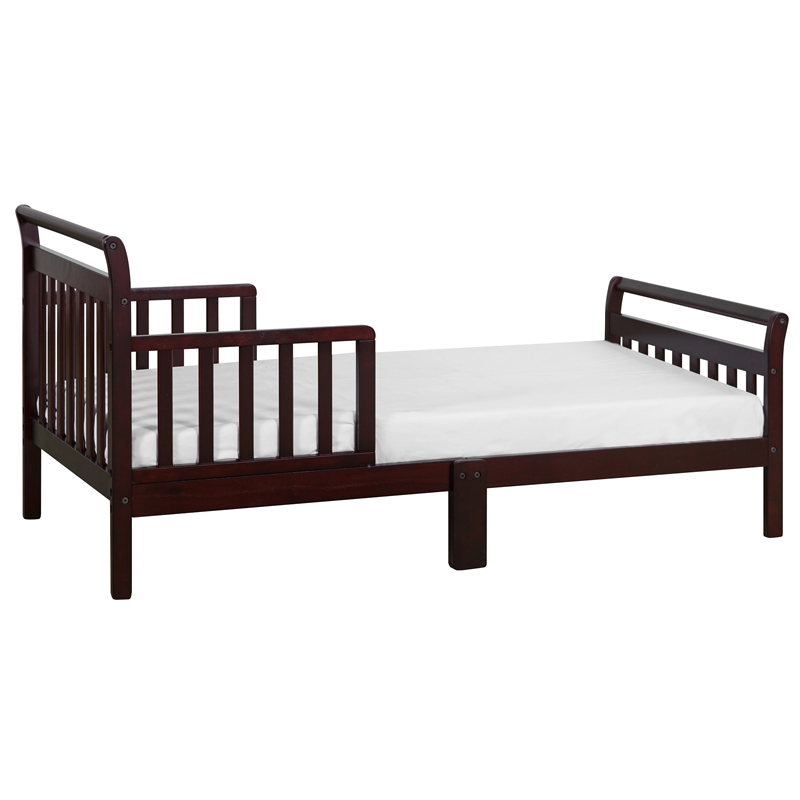 AFG Baby Furniture Anna Solid Wood Toddler Bed with Guardrails in Espresso