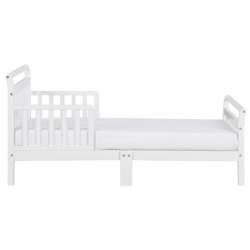 AFG Baby Furniture Anna Solid Wood Toddler Bed with Guardrails in White