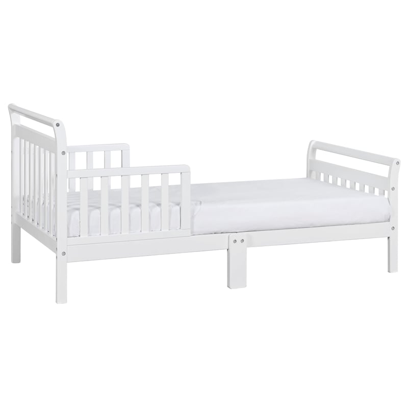 AFG Baby Furniture Anna Solid Wood Toddler Bed with Guardrails in White