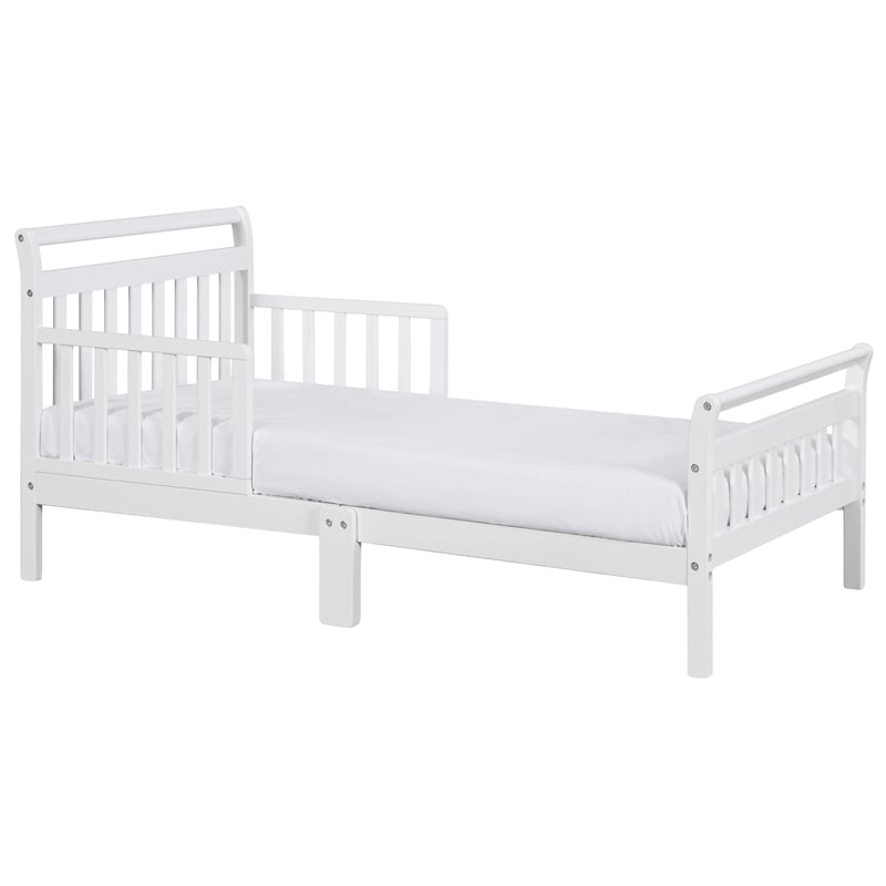 AFG Baby Furniture Anna Solid Wood Toddler Bed with Guardrails in White