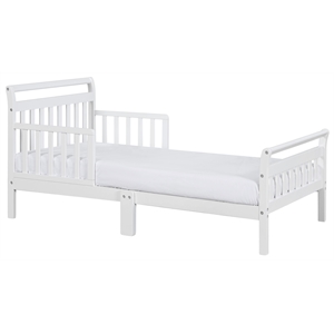 AFG Baby Furniture Anna Solid Wood Toddler Bed with Guardrails in White