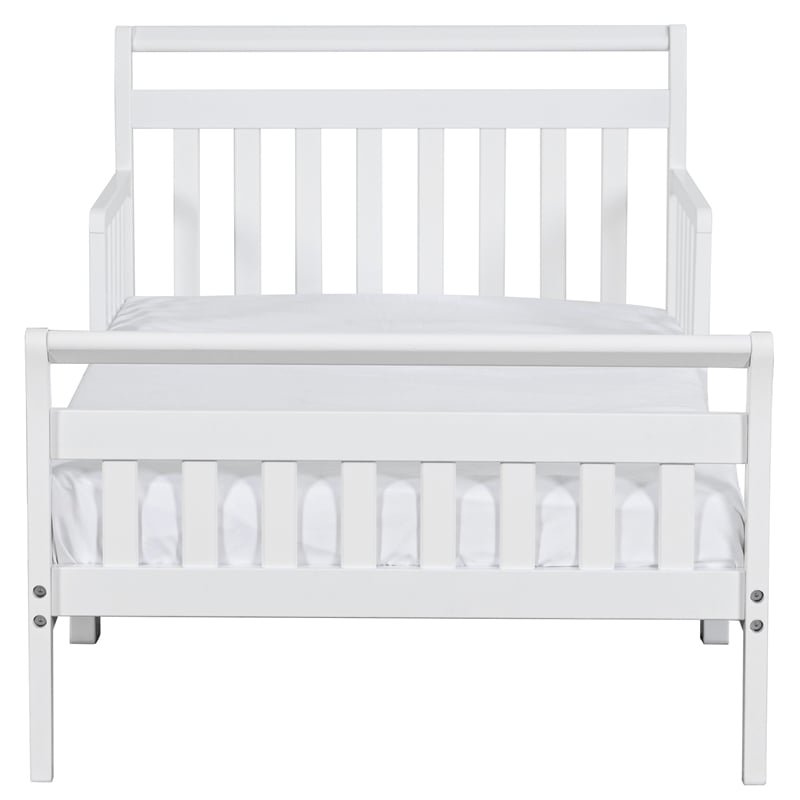 AFG Baby Furniture Anna Solid Wood Toddler Bed with Guardrails in White