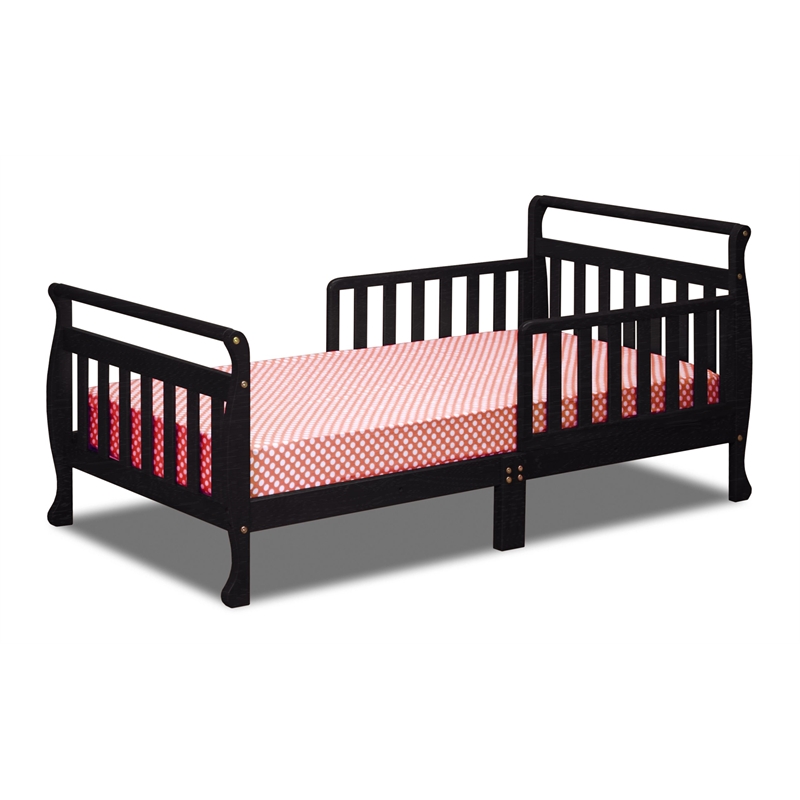 AFG Baby Furniture Anna Solid Wood Toddler Bed with Guardrails in Black