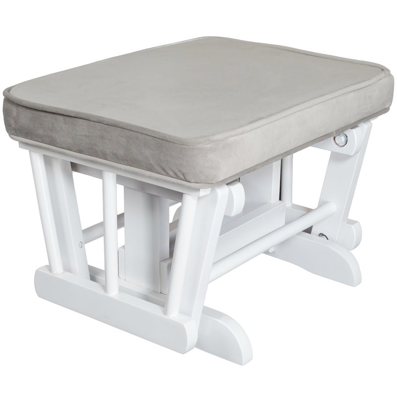 AFG Baby Furniture Sleigh Glider Chair and Ottoman in White/Gray Cushion