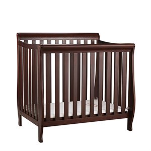 athena alice mini crib with mattress pad in espresso