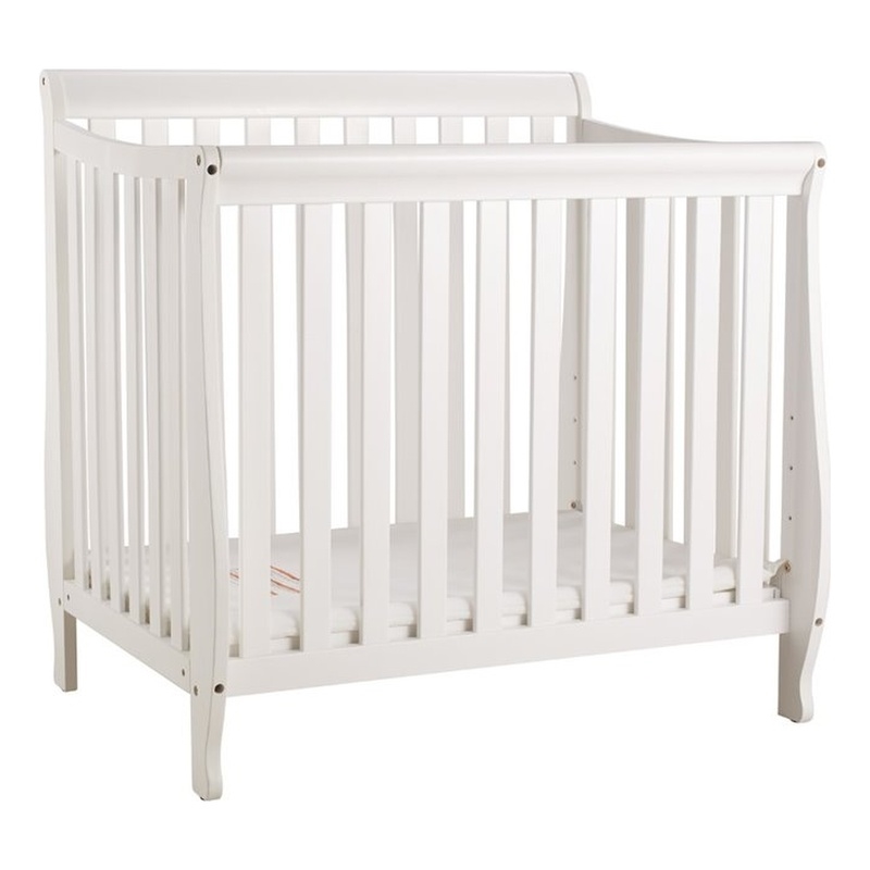 Athena Alice Mini Crib with Mattress Pad in White