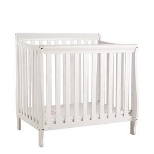 athena alice mini crib with mattress pad in white