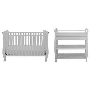 athena naomi 4 in 1 convertible crib with changing table in white