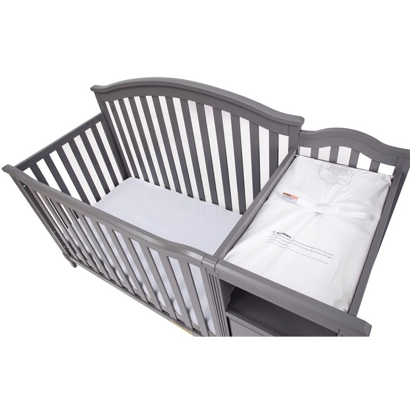 AFG Baby Furniture Kali 4-in-1 Convertible Crib and Changer Gray