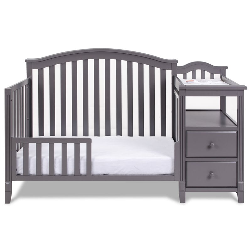 AFG Baby Furniture Kali 4-in-1 Convertible Crib and Changer Gray