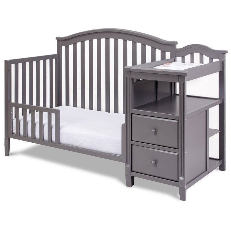 AFG Baby Furniture Kali 4-in-1 Convertible Crib and Changer Gray