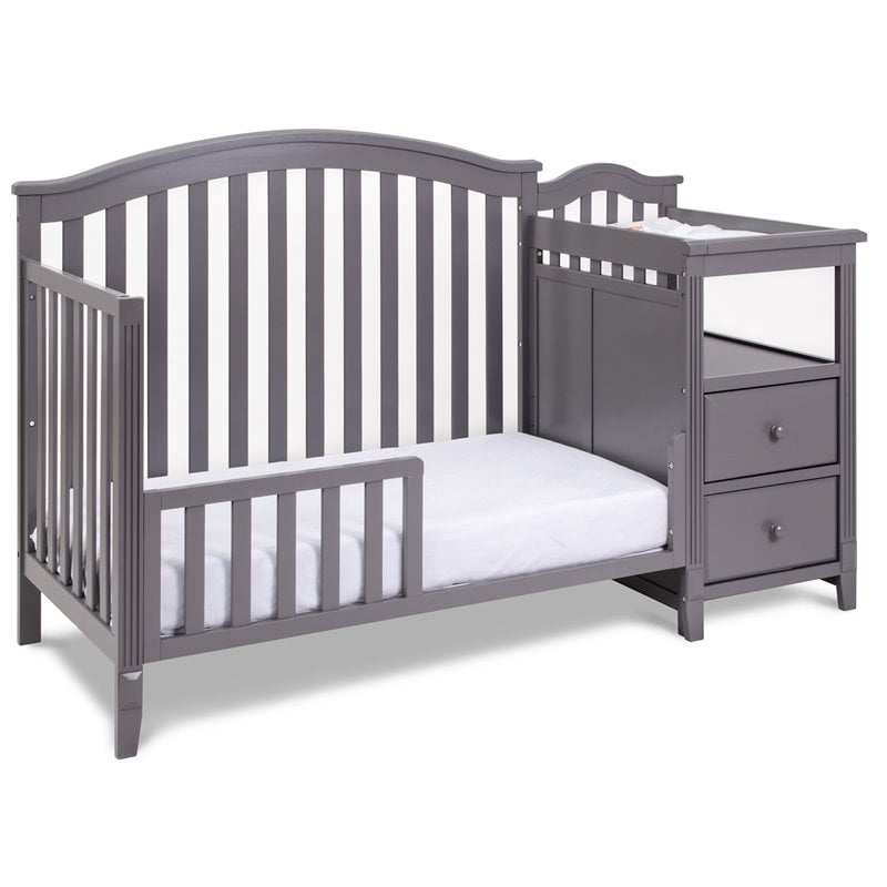 AFG Baby Furniture Kali 4-in-1 Convertible Crib and Changer Gray