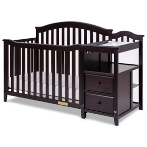 Athena Kimberly 3 in 1 Crib and Changer with Toddler Rail Espresso 