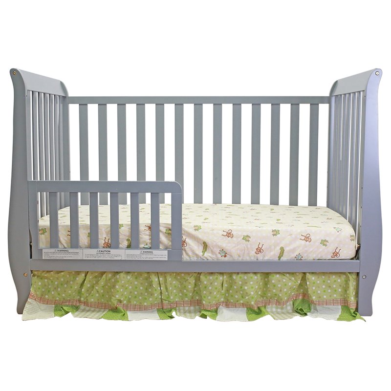 AFG Baby Furniture Naomi Solid Wood 4-in-1 Convertible Crib in Gray