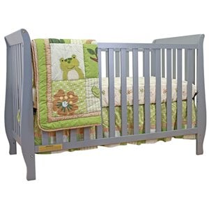 AFG Baby Furniture Naomi Solid Wood 4-in-1 Convertible Crib in Gray