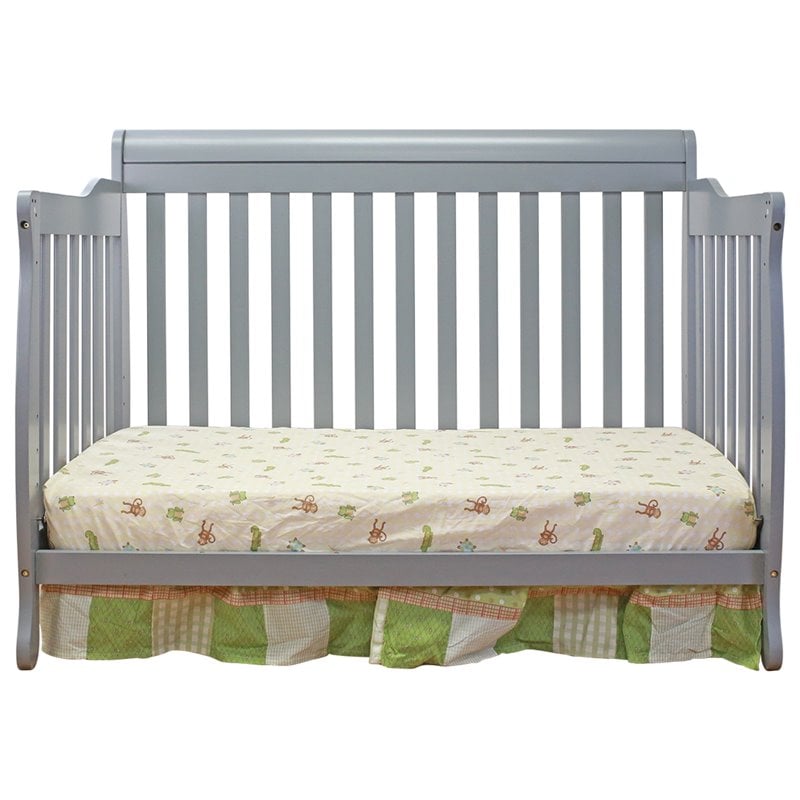 AFG Baby Furniture Alice Solid Wood 3-in-1 Convertible Crib in Gray