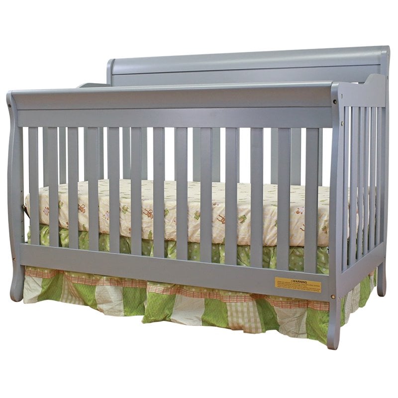 AFG Baby Furniture Alice Solid Wood 3-in-1 Convertible Crib in Gray