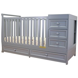 AFG Baby Furniture Daphne Solid Wood 2-in-1 Convertible Crib Gray