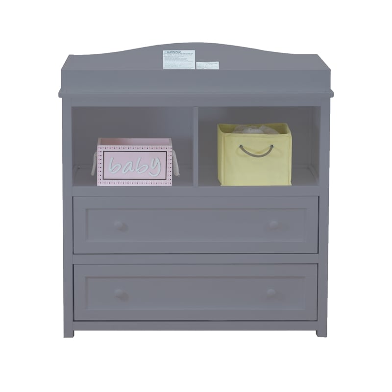 AFG Baby Furniture Leila Solid Wood 2-Drawers Changing Table in Gray