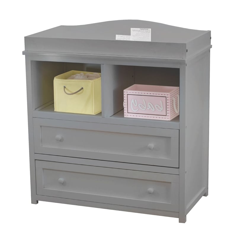 AFG Baby Furniture Leila Solid Wood 2-Drawers Changing Table in Gray