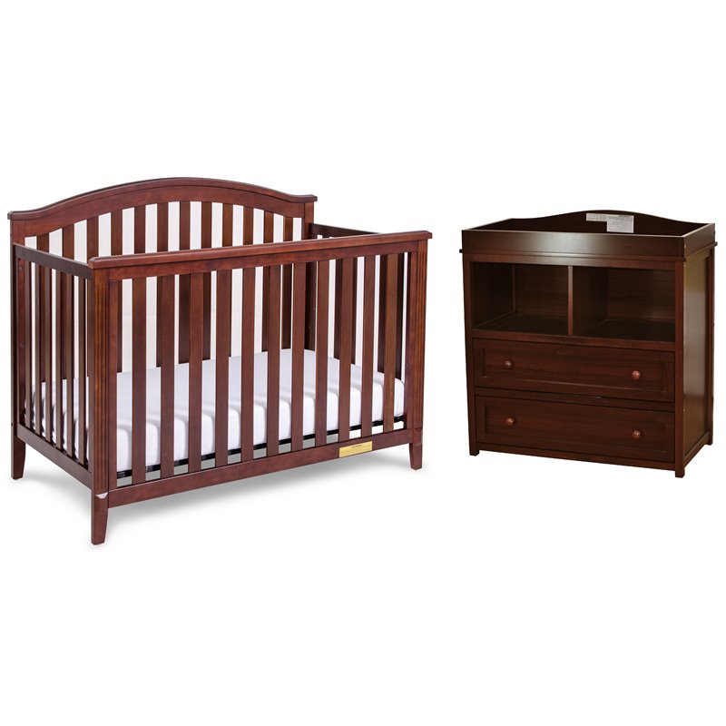 AFG Baby Kali II 4-in-1 Convertible Crib with Leila 2-Drawer Changer in Espresso