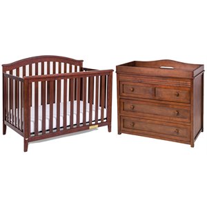 AFG Kali II 4-in-1 Convertible Crib with Leila II 3-Drawer Changer in Espresso