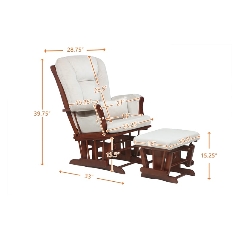 AFG Baby Alice Solid Wood Glider Chair and Ottoman with Pillow in Espresso