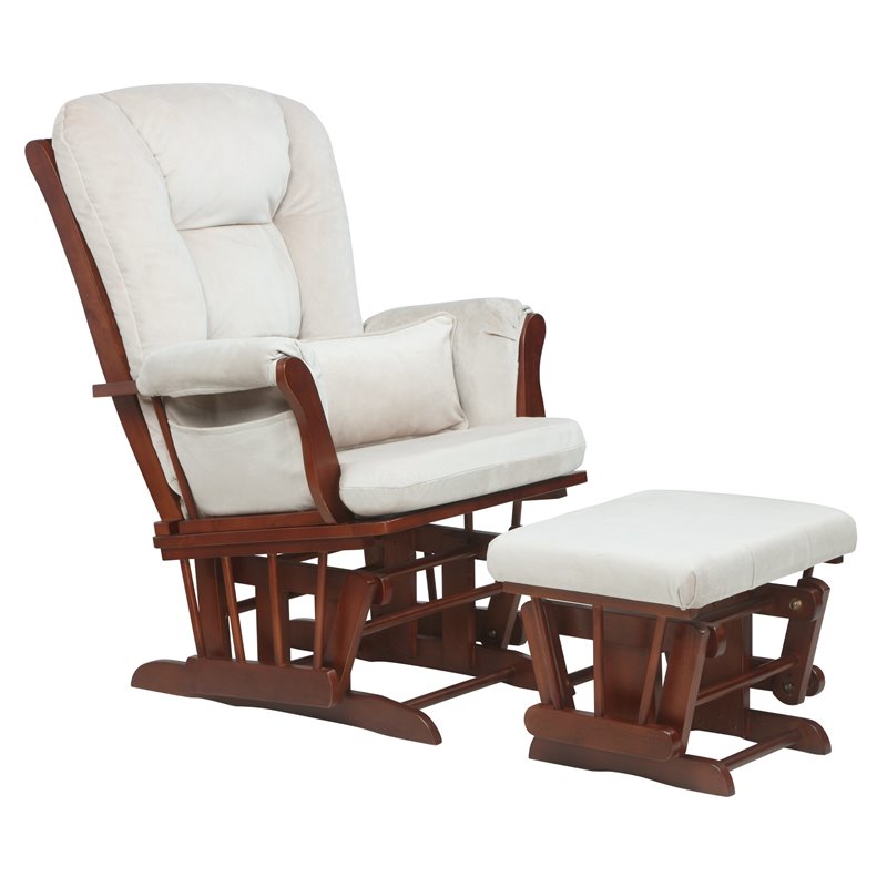 AFG Baby Alice Solid Wood Glider Chair and Ottoman with Pillow in
