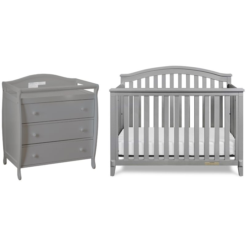 AFG Baby Furniture Kali II 4-in-1 Crib with Grace 3-Drawer Changing Table Gray