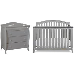 AFG Baby Furniture Kali II 4-in-1 Crib with Grace 3-Drawer Changing Table Gray
