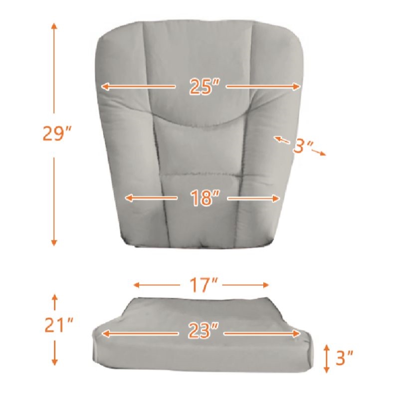 AFG Baby Furniture Sleigh Glider Back & Seat Cushions Gray