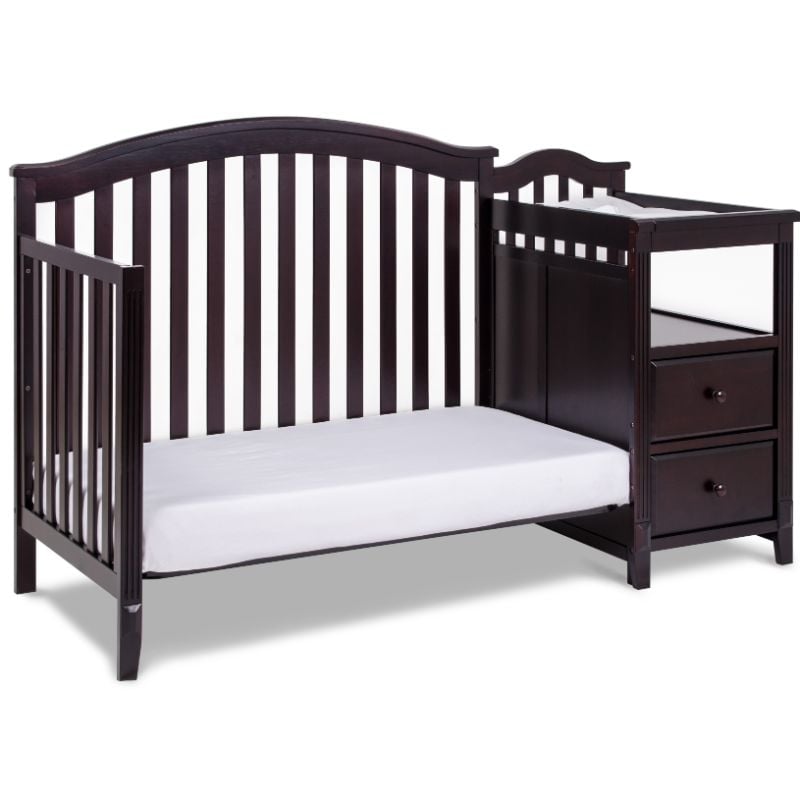 AFG Baby Furniture Kali 4-in-1 Convertible Crib w/ Toddler Guardrail Espresso