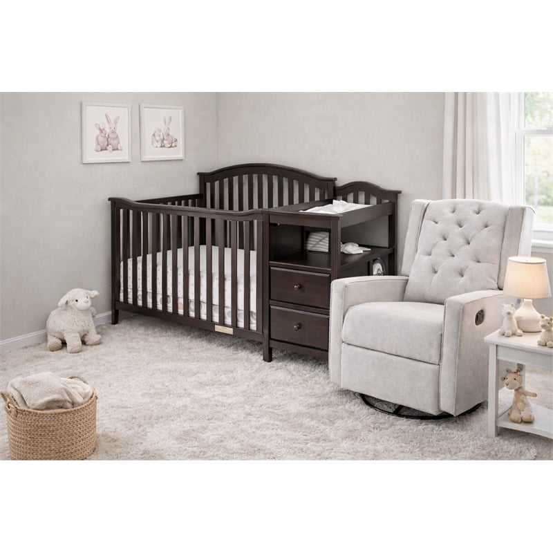 AFG Baby Furniture Kali 4-in-1 Convertible Crib w/ Toddler Guardrail Espresso