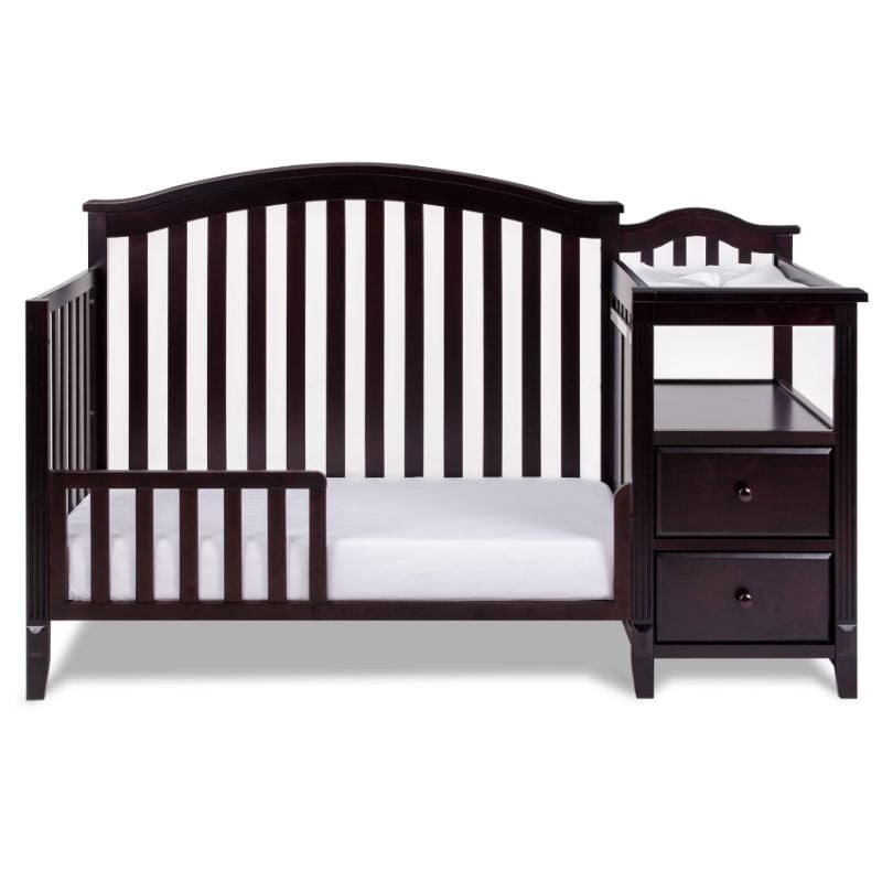 AFG Baby Furniture Kali 4-in-1 Convertible Crib w/ Toddler Guardrail Espresso