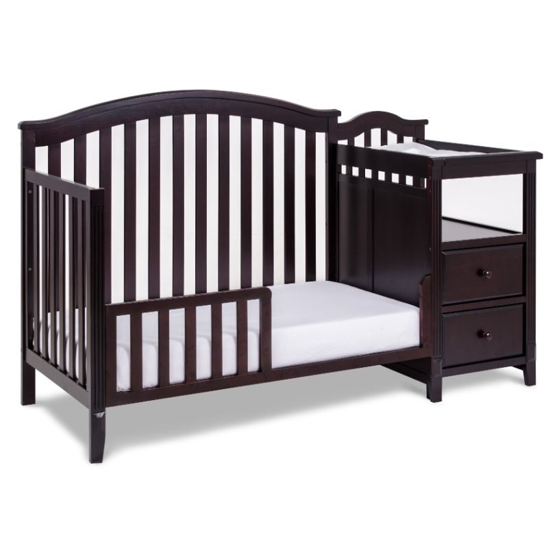 AFG Baby Furniture Kali 4-in-1 Convertible Crib w/ Toddler Guardrail Espresso