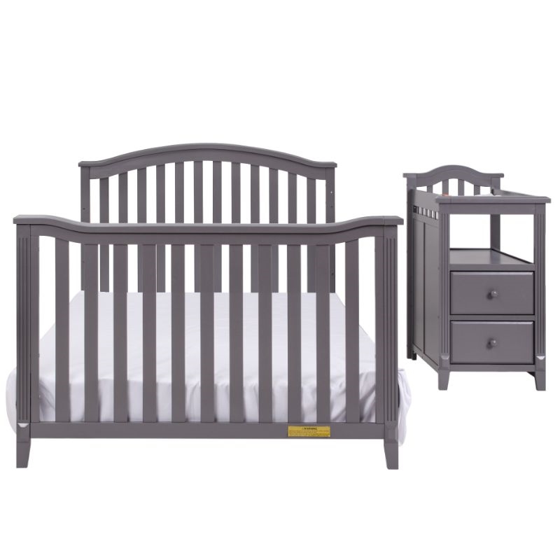 AFG Baby Furniture Kali 4-in-1 Convertible Crib w/ Toddler Guardrail Gray