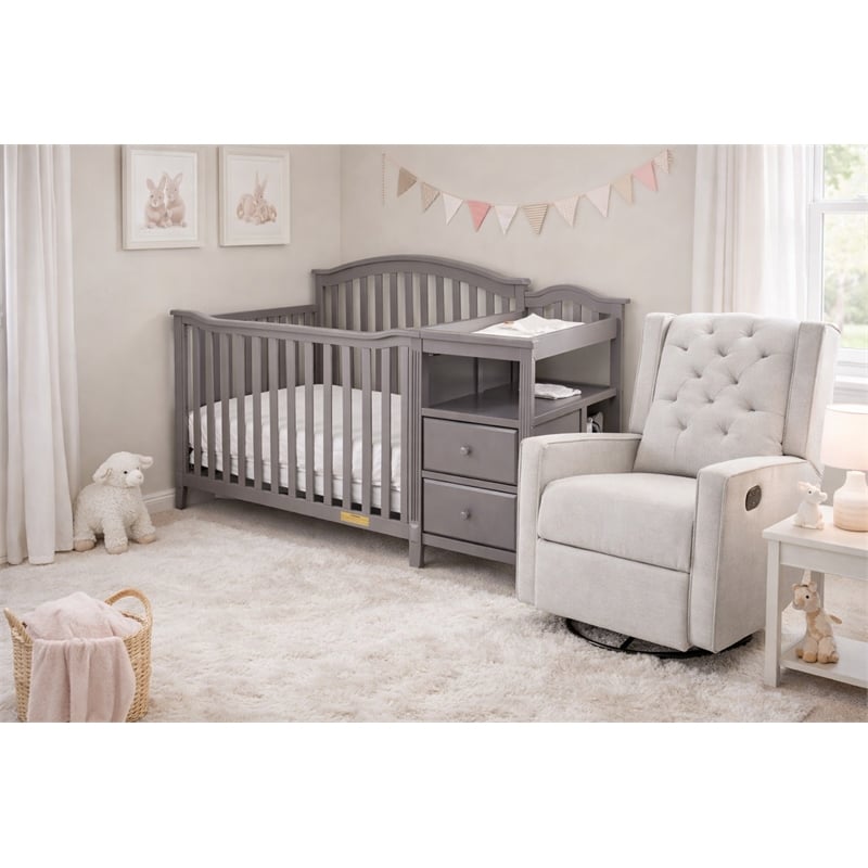 AFG Baby Furniture Kali 4-in-1 Convertible Crib w/ Toddler Guardrail Gray
