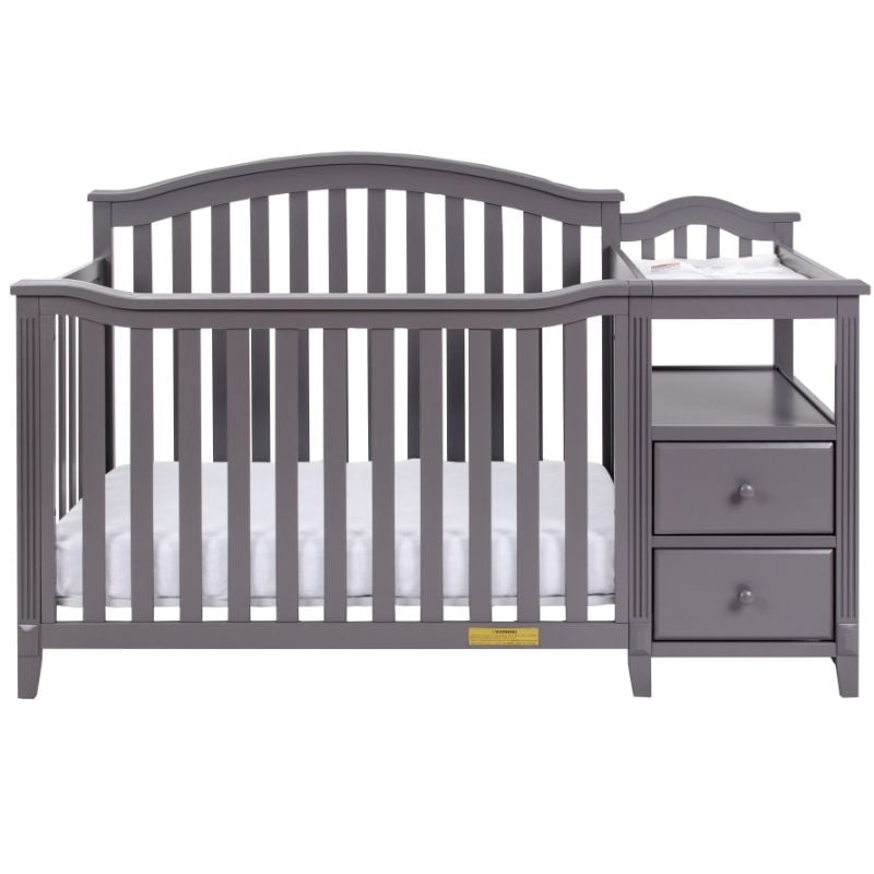 AFG Baby Furniture Kali 4-in-1 Convertible Crib w/ Toddler Guardrail Gray