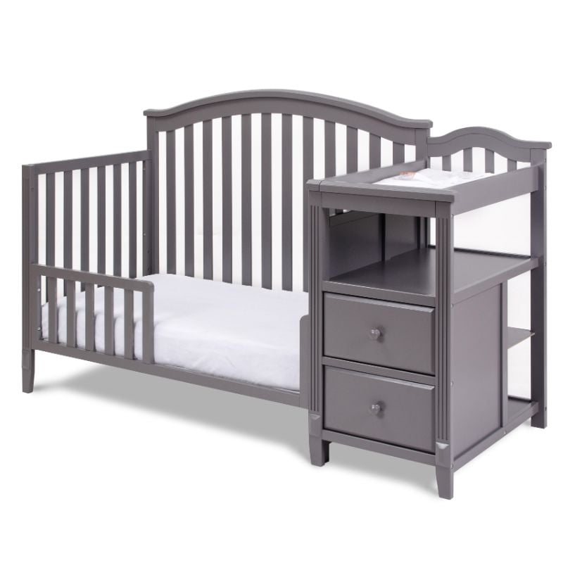 AFG Baby Furniture Kali 4-in-1 Convertible Crib w/ Toddler Guardrail Gray