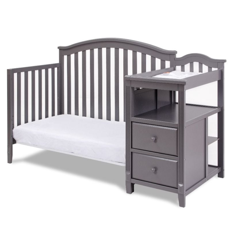 AFG Baby Furniture Kali 4-in-1 Convertible Crib w/ Toddler Guardrail Gray