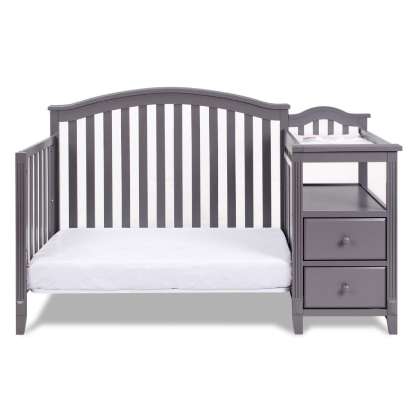 AFG Baby Furniture Kali 4-in-1 Convertible Crib w/ Toddler Guardrail Gray