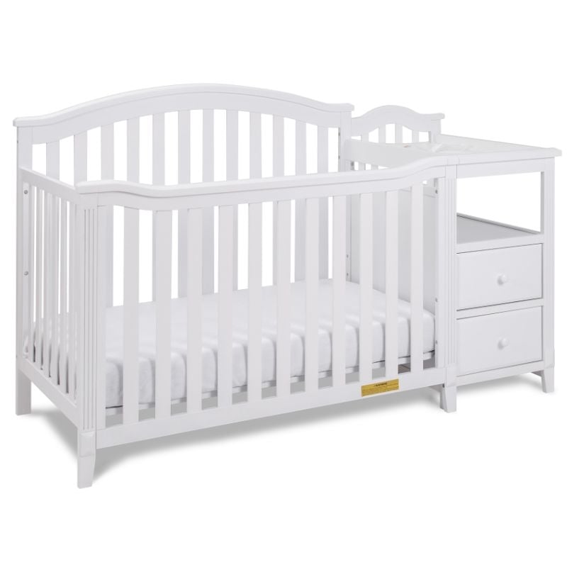 AFG Baby Furniture Kali 4-in-1 Convertible Crib w/ Toddler Guardrail White