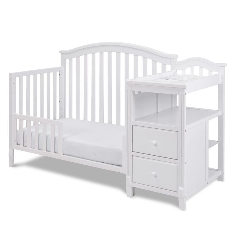 AFG Baby Furniture Kali 4-in-1 Convertible Crib w/ Toddler Guardrail White