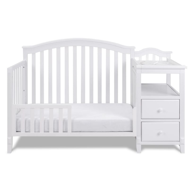 AFG Baby Furniture Kali 4-in-1 Convertible Crib w/ Toddler Guardrail White