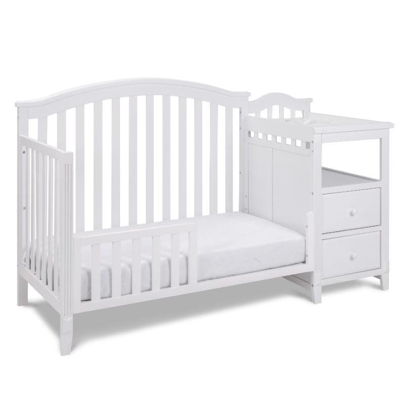 AFG Baby Furniture Kali 4-in-1 Convertible Crib w/ Toddler Guardrail White