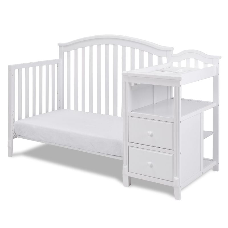 AFG Baby Furniture Kali 4-in-1 Convertible Crib w/ Toddler Guardrail White