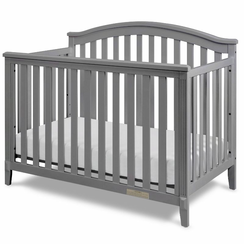 AFG Baby Furniture Kali II 4-in-1 Convertible Crib with Toddler Guardrail Gray