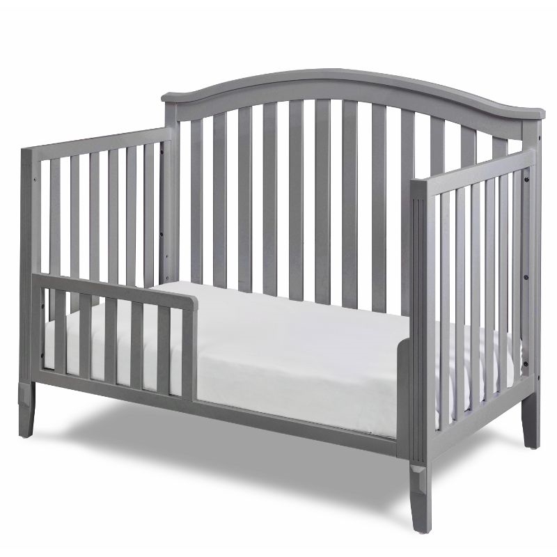 AFG Baby Furniture Kali II 4-in-1 Convertible Crib with Toddler Guardrail Gray