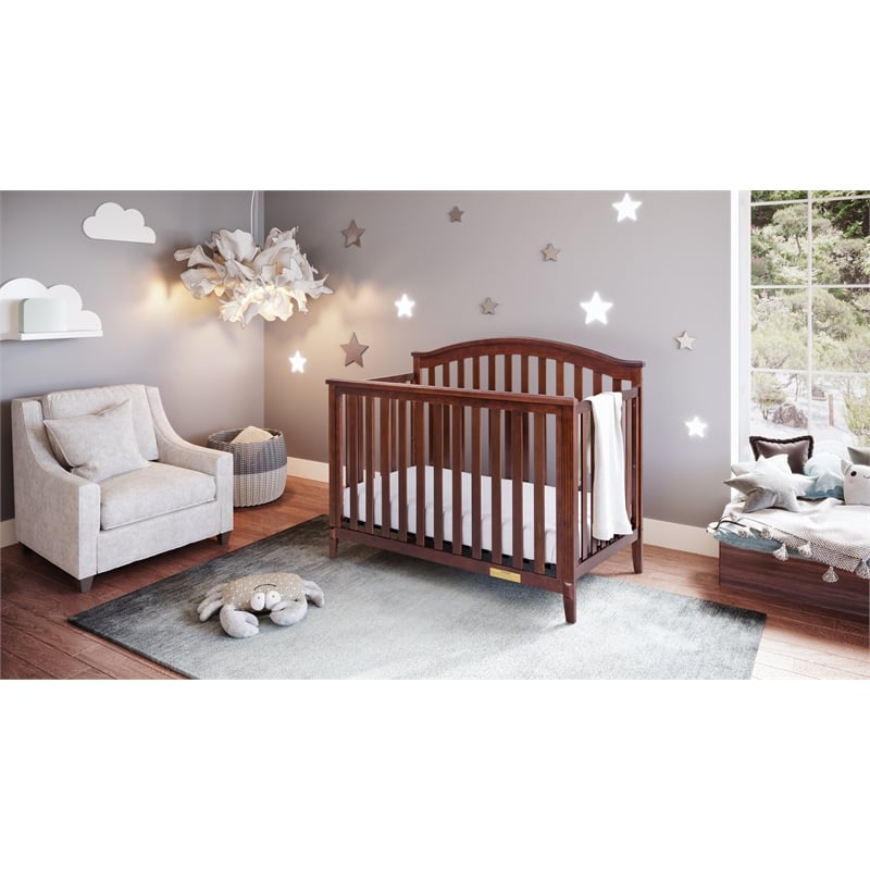 AFG Baby Furniture Kali II 4-in-1 Convertible Crib w/ Guardrail Espresso