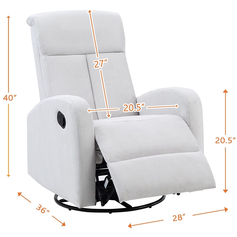 AFG Baby Furniture Amber Wood Frame Swivel Glider Recliner in Gray